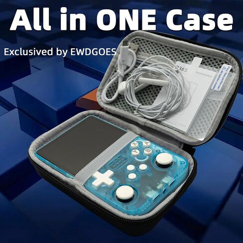 R36S Handheld Game Console 3.5-in 640*480 IPS OCA Screen 3200mAh ArkOS RK3326 Cyan Transparent-64GBVer. in Saudi Arabia