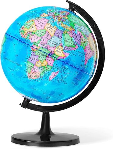 World Globe with Stand, 13" Desk Classroom Decorative Globe for Students & Geography Teachers, 360° Horizontal Rotation, Full Length 19.7 inch World Globe Map with Clear Text Markings, Blue in Saudi Arabia