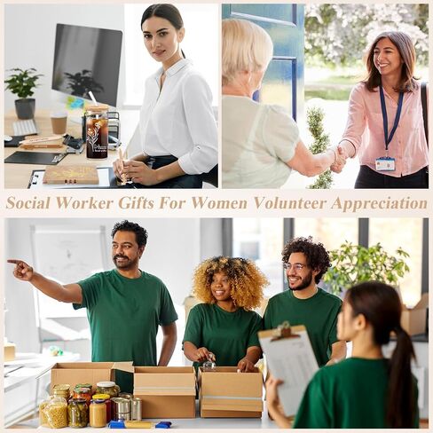 15 Pcs Social Worker Appreciation Gifts Include 16 oz Glass Cup Canvas Bag Leather Notebook Ballpoint Pens Aesthetic Sticky Notes Thank You Gifts for Women Social Worker Volunteer(Green) in Saudi Arabia