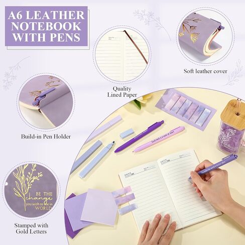 15 Pcs Social Worker Appreciation Gifts Include 16 oz Glass Cup Canvas Bag Leather Notebook Ballpoint Pens Aesthetic Sticky Notes Thank You Gifts for Women Social Worker Volunteer(Green) in Saudi Arabia