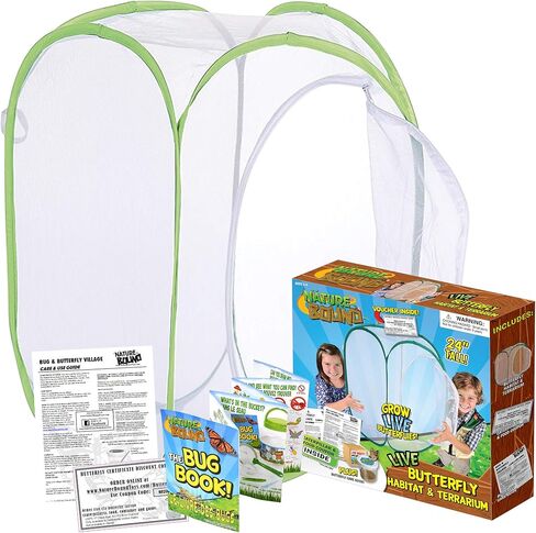 Nature Bound - Butterfly Growing Kit - with Discount Voucher to Redeem Caterpillars Later - for Home or School Use - Green Pop-Up Cage 13-Inches Tall - for Boys and Girls Ages 6+ in Saudi Arabia