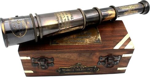 1920 Marine Telescope Collectible Décor Nautical Spyglass Antique Mounted Solid Brass 15 Inch Pirate Telescope with Wooden and Branded corrugate Box. in Saudi Arabia