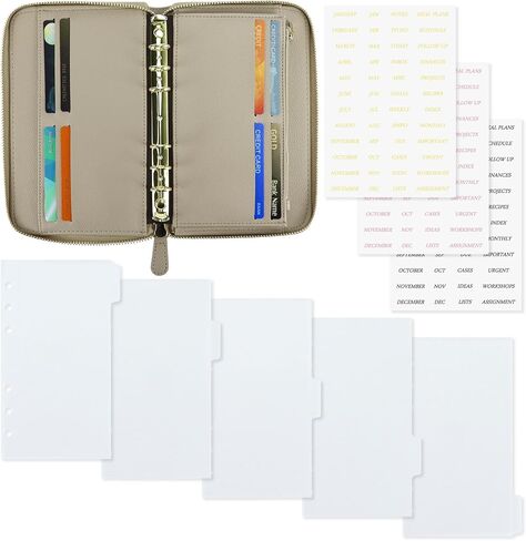 Koqye A6 PU Leather Cash Envelope Wallet-الموثق الميزانية مع سستة ، جيوب وملصقات مقسمات واضحة ، منظم أموال الكل في واحد للمظاهر النقدية وتخطيط الميزانية (أسود) in Kuwait