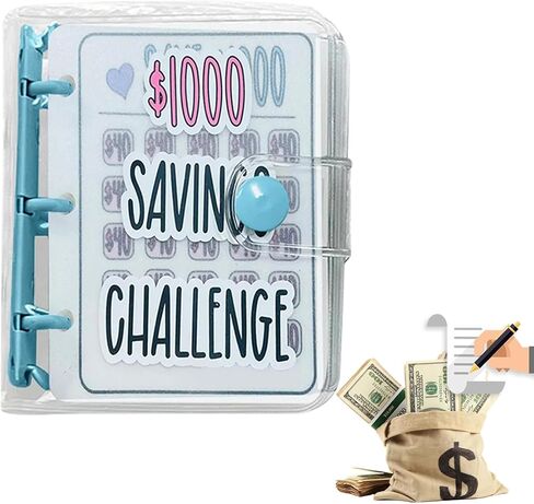 Money Saving Challenge Binder,1000 Savings Challenge Binder, Reusable Mini Budget Planner with Cash Envelopes 100 Day Money Saving Challenge Book,Easy Fun Way to Save $1000（$1000-Pink） in Saudi Arabia