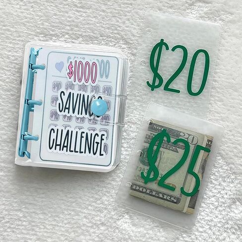 Money Saving Challenge Binder,1000 Savings Challenge Binder, Reusable Mini Budget Planner with Cash Envelopes 100 Day Money Saving Challenge Book,Easy Fun Way to Save $1000（$1000-Pink） in Saudi Arabia