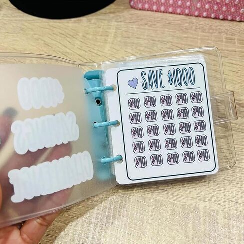 Money Saving Challenge Binder,1000 Savings Challenge Binder, Reusable Mini Budget Planner with Cash Envelopes 100 Day Money Saving Challenge Book,Easy Fun Way to Save $1000（$1000-Pink） in Saudi Arabia