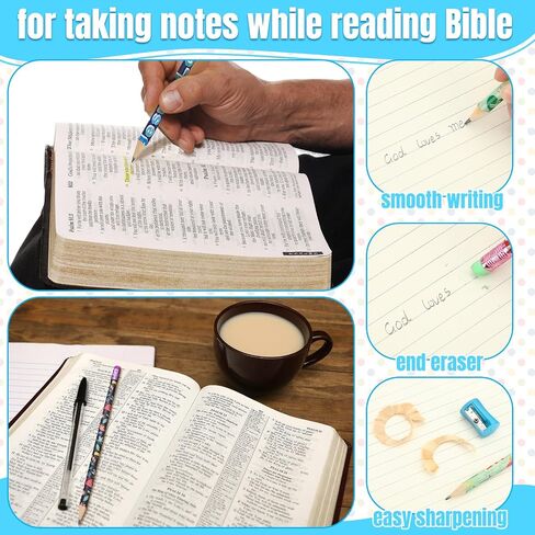 Estune 100 Pcs Christian Bible Verse Pencils Bulk First Day of School Easter Gifts for Kids 20 Style Colorful Religious Scripture # 2 Church Supply Back to School in Saudi Arabia