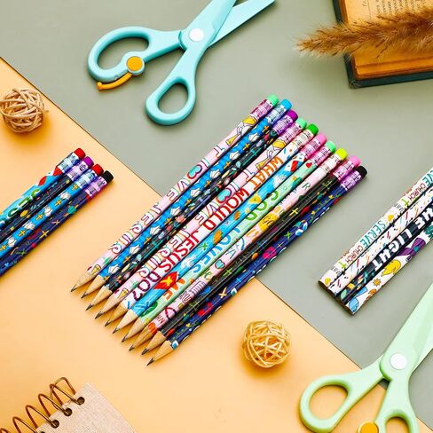 Estune 100 Pcs Christian Bible Verse Pencils Bulk First Day of School Easter Gifts for Kids 20 Style Colorful Religious Scripture # 2 Church Supply Back to School in Saudi Arabia