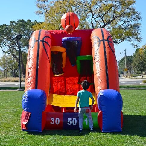 JumpOrange Inflatable Basketball Game (with Blower and Foam Basketballs), Kids and Adults, Commercial Grade, Rental Game, Hoop Shot Target, Toss Game, Outdoor Indoor, Blow Up, 15oz PVC Vinyl, <90 LBS in Saudi Arabia