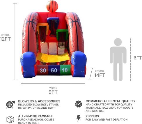 JumpOrange Inflatable Basketball Game (with Blower and Foam Basketballs), Kids and Adults, Commercial Grade, Rental Game, Hoop Shot Target, Toss Game, Outdoor Indoor, Blow Up, 15oz PVC Vinyl, <90 LBS in Saudi Arabia