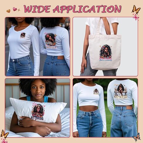 تحويلات DTF جاهزة للضغط - 30 بكسل الفتيات السوداء الحديد على التحويلات إلى tshirts ، ونقلت ملهمة الحديد على بقع الشارات ، نقل الحرارة الأمريكيين من أصل أفريقي ل DIY جينز أكياس القبعات in Kuwait