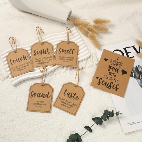 Sandoo 5 Senses Tags with 1pcs أحبك مع كل ما عندي من حواستي - بطاقات الحب لصديقها ، صديقها ، زوج ، زوجة ، خمسة بطاقات الحواس للذكرى ، عيد ميلاد ، هدية عيد الحب in Kuwait