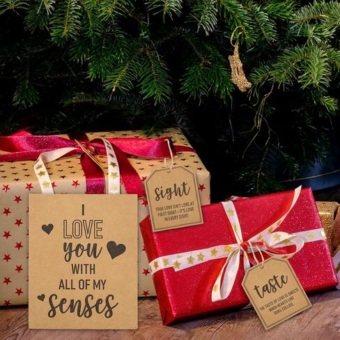 Sandoo 5 Senses Tags with 1pcs أحبك مع كل ما عندي من حواستي - بطاقات الحب لصديقها ، صديقها ، زوج ، زوجة ، خمسة بطاقات الحواس للذكرى ، عيد ميلاد ، هدية عيد الحب in Kuwait