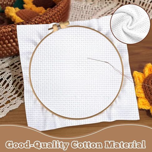 10 PCS Aida Cloth 14 Count Cross Stitch Fabric, Pre-Cut White Squares Fabric for Craft Embroidery, Handmade Needlework, DIY Handicrafts (5.9×5.9 Inch) in Saudi Arabia