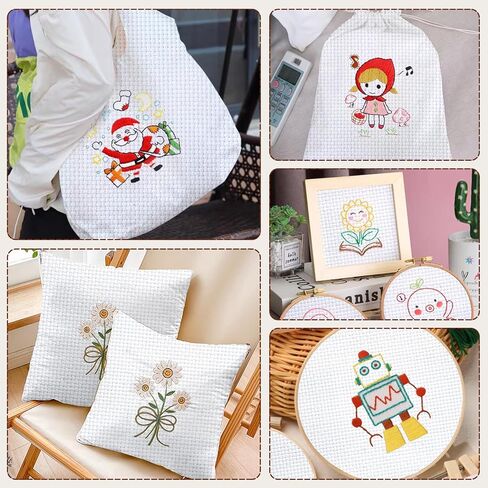 10 PCS Aida Cloth 14 Count Cross Stitch Fabric, Pre-Cut White Squares Fabric for Craft Embroidery, Handmade Needlework, DIY Handicrafts (5.9×5.9 Inch) in Saudi Arabia
