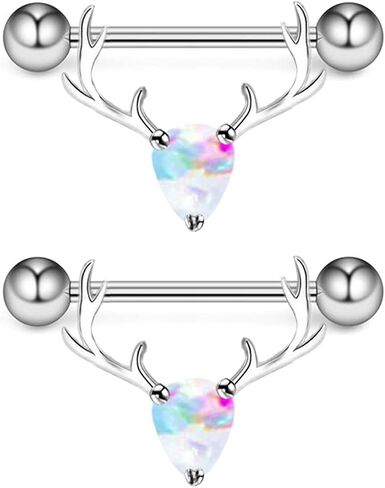 2PCS 14G 316L Stainless Steel Christmas Nipple Rings Transparent CZ Nipple Circle Animal Nipple Barbell Nipple Piercing Jewelry for Women (red) in Saudi Arabia