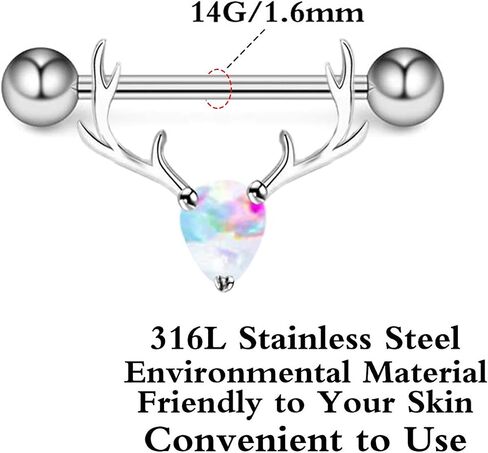 2PCS 14G 316L Stainless Steel Christmas Nipple Rings Transparent CZ Nipple Circle Animal Nipple Barbell Nipple Piercing Jewelry for Women (red) in Saudi Arabia