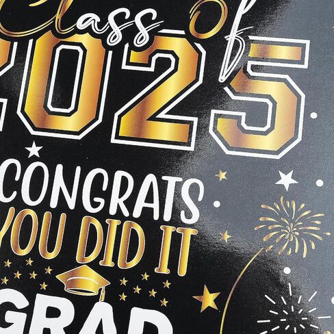 Jaywayang 12.6" Large Black and Gold Graduation Gift Bag, 2025 Congrats Grad Desgin Gift Bag with Tissue Paper and Card for High School, College Graduation Season Theme Party. in Saudi Arabia
