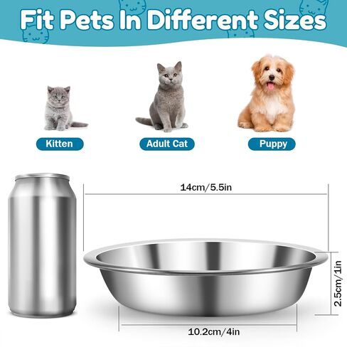 12 PCS Stainless Steel Cat Bowls,5.5 In Shallow Wide Cat Food Dishes,Whisker Fatigue Relief Cat Food Bowls,Replacement Basic Cat Plates for Elevated Stand,Metal Cat Bowls for Small Dogs&Cats in Saudi Arabia