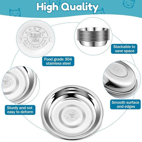 12 PCS Stainless Steel Cat Bowls,5.5 In Shallow Wide Cat Food Dishes,Whisker Fatigue Relief Cat Food Bowls,Replacement Basic Cat Plates for Elevated Stand,Metal Cat Bowls for Small Dogs&Cats in Saudi Arabia