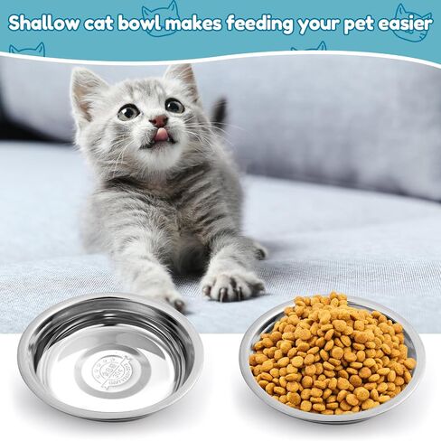 12 PCS Stainless Steel Cat Bowls,5.5 In Shallow Wide Cat Food Dishes,Whisker Fatigue Relief Cat Food Bowls,Replacement Basic Cat Plates for Elevated Stand,Metal Cat Bowls for Small Dogs&Cats in Saudi Arabia