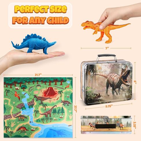 Dinosaur Toys for Kids 3-5 with Dino Storage Box, Dinosaur Figures Activity Play Mat, Jurassic Play Set for Boys and Girls, Perfect for Party Favors, Birthday & Christmas in Saudi Arabia