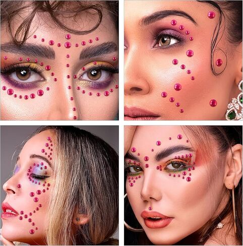 591pcs Face Gems Hair Gems Pearls, Self-Adhesive Face Jewels Eye Rhinestones 3/4/5/6/8 mm Face Gem Stick on, Halloween Makeup Gems Rave Accessories for Face Eyes Body Makeup (04.White Pearl) in Kuwait