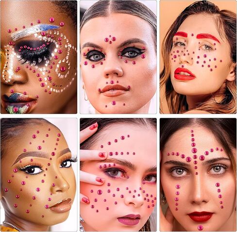 591pcs Face Gems Hair Gems Pearls, Self-Adhesive Face Jewels Eye Rhinestones 3/4/5/6/8 mm Face Gem Stick on, Halloween Makeup Gems Rave Accessories for Face Eyes Body Makeup (04.White Pearl) in Kuwait