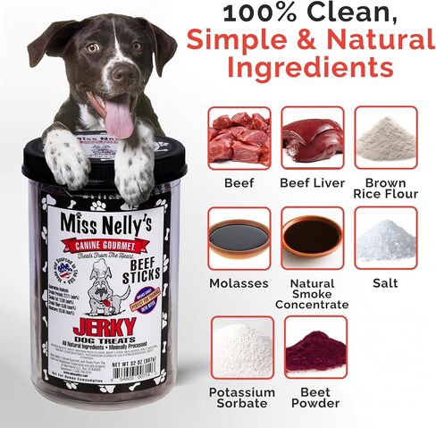 Miss Nelly's- All Natural Jerky Dog Treats Made in USA Only-Original Smoke House Recipe-Minimally Processed Soft Sticks Dog Jerky Treats-32 oz. Bags (32oz, Beef) in Saudi Arabia