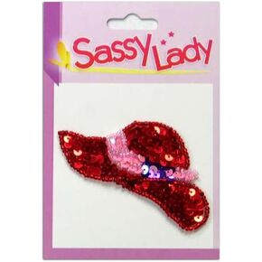 Expo International Brimmed Hat Sassy Lady Sequin Patch ، Red Multi