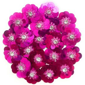 20 PCS الترتر الوردي الساخن 1 1/4 "زهور الديكور الديكور ، مزيج من الزهرة من الزهور ، زين زهرة على قطعة قماش التصحيح ديي ديكور مقصورة.