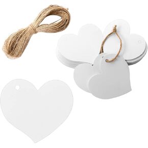 100 PCS White Kraft Heart Gift Tags 4x4.5 cm Valentine Paper for Diy Crafts ، Wrapp Hight