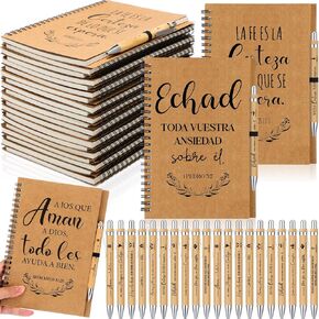 40 Pcs Regalos Cristianos En Español Spanish Christian Notebooks with Pens Spanish Christian Gift Bulk Motivational Journals Inspirational Pens Thank You Gifts for Family Colleagues