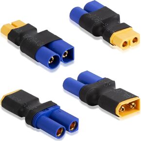 4pcs XT60 to EC5 Male Female Adapter, No Wires RC Lipo Battery Connector, For RC Car Truck Airplane Models Balance Charger Electronic Speed Controller Battery Pack 1s 2s 3s 4s 5s