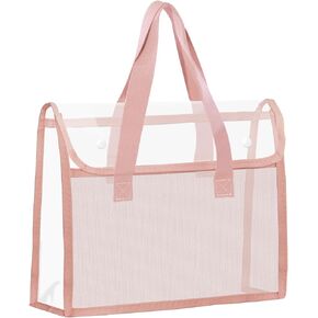 Bible Cover Bag Bible Case for Men Women, Large Clear Bible Holder Bible Cover Carrier Carrying Organizer Bag Book Protector for Book Lovers (Pink)