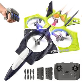 طائرة Bezgar RC Airplane ، 2.4 جيجا هرتز 6 محاور طائرة التحكم عن بُعد ، مروحية التحكم في الإيماءات RC ، 360 درجة ، لعبة طائرة مقاتلة 360 درجة ، ألعاب للأعمار من 8 إلى 13