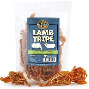 Tripe Lamb - مكون واحد وعلاج الكلب المجففة - يعالج لحم الضأن للمعدة الحساسة - لا يوجد إخفاء من الكلب مضغ - 10 أوقية