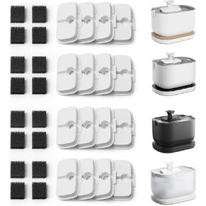 16-Pack Replacement Filters for Petlibro Dockstream Cat Water Fountain PLWF005 PLWF115 PLWF105, 8 Months Set of Cat Water Fountain Filters, White