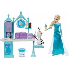 Mattel Disney Frozen Dessert Playet مع Elsa Fashion Doll ، Figure Olaf ، ألوان العجين و 10+ قطع اللعب ، مستوحاة من الفيلم