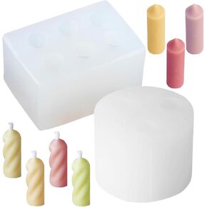 2 PCS Mini Long Cylinder Shape Mould Mould Molar Mould Mould Silicone Candle Moulds Mini Twisted Cylinder Morb