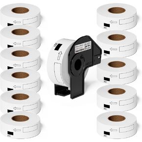 Suminey 12 Rolls استبدل Brother QL-800 عنوان العناوين DK-1201 (1.1 "x 3.5") لطابعة تسمية QL-810W QL-710W ، ملصقات DK 29 مم × 90 مم DK ، باركود وملصق كل الغرض ، 1 إطار