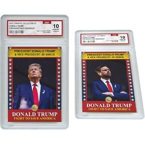 بطاقة Donald Trump Trading Card - 3D Trump/JD Vance - GEM Mint Tradeed 3D Card -Card - Trump 2025 - Premium Trump Gifts