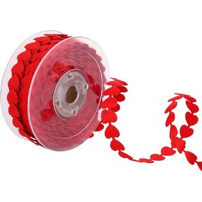 Love Heart Ribbon للحرف اليدوية ، شريط متخلف على ارتفاع 20 مترًا مع شريط Hearts Polyester Fabron Diy يدويًا لالتفاف هدية عيد الحب ، عيد ميلاد ، عيد الميلاد ، زخرفة حفل زفاف (أحمر)