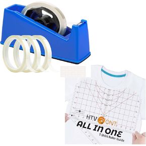Htvront Heat Tape Dispenser - تسامي حامل النقل الحراري يناسب النوى 1 "و 3" ودليل مسطرة tshirt لمحاذاة الفينيل