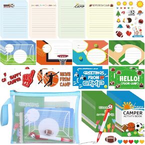 Ireer 63 PCS Sport Letters و Notes Camping Stationery Set Cute Stationery Tote Set Happy Camper Sport Party Form