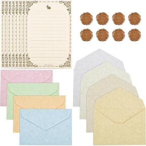ورقة قرطاسية Baytory 24PCS مجموعة الأظرف ، مجموعة كتابة رسائل الحب ، مجموعة من الأظرف الجمالية A6 عتيقة ، قرطاسية كتابة الرسائل للدعوة (اللون الداكن)