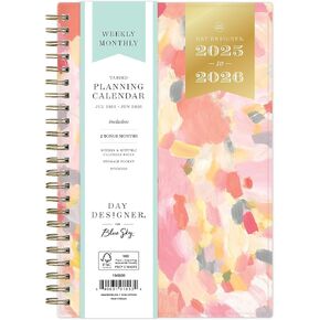 Blue Sky Day Designer 2025-2026 تقويم مخطط العام الدراسي الأسبوعي والشهري ، يوليو 2025 - يونيو 2026 ، 5 "× 8" ، غطاء مرن ، سلك ، جيب التخزين ، يشمل ملصقات ، غروب الشمس