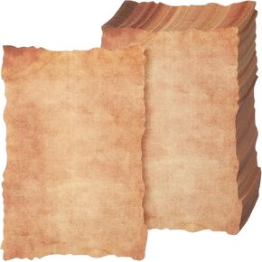 Harloon 100 Sheets عتيقة القديمة المظهر القطنية الورقية المائية الفارغة 200 GSM سميكة deckle edge paper لرسم دعوات طباعة الكتابة تحية (8.5x11 بوصة ، 80 pcs)