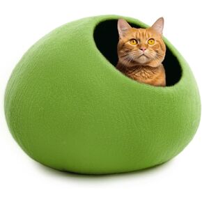 Woolygon Premium Wool Cat Cave Bed - Felt Cat Cave مصنوع يدويًا من صوف Merino 100 ٪ ، وسرير Cat Loven