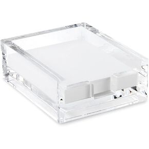 Huang Acrylic Crystal Clear Block حامل وسادة | حامل المفكرة للمكتب ، المسكن ، المنظمة المكتبية | تصميم مكسور ، أنيقة ، متينة ومدمجة | يناسب 3 3/8 × 4 3/8 ورقة